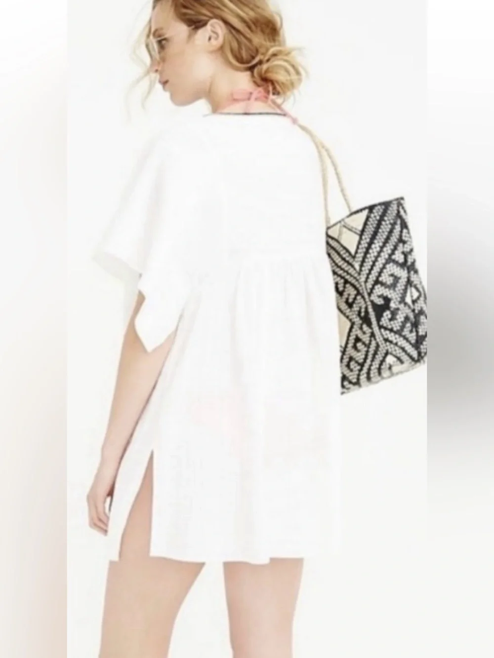 J. Crew Embroidered Tassel Gauze Coverup Tubi Dress White Small Boho Beach